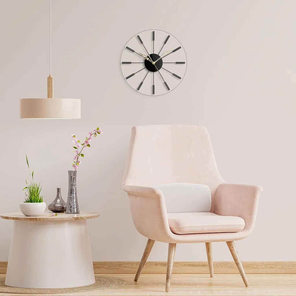 The Next Decor Round Shape Acrylic Simple Star Analog Wall Clock For Living Room Home Bedroom & Office Wall Decoration (Transparent, 15 Inch)