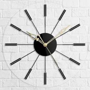 The Next Decor Round Shape Acrylic Simple Star Analog Wall Clock For Living Room Home Bedroom & Office Wall Decoration (Transparent, 15 Inch)