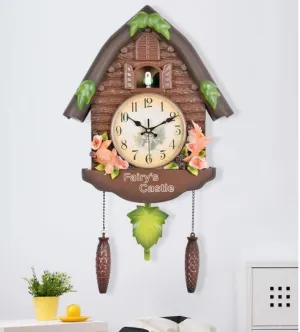 Three Secondz Cuckoo Bird Wall Clock with Fixed Door Does not Open or Close for Children's Bedroom Size 60cm x 15cm x 36cm (BD55)