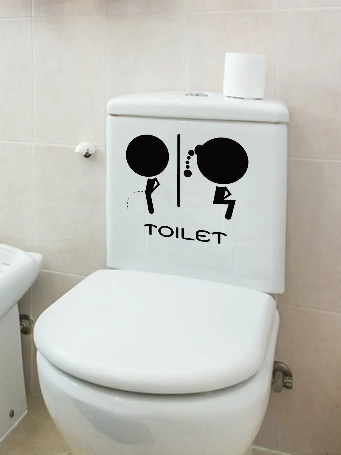 Toilet Sign Pattern Wall Sticker Wall Art Decoration Adhesive Wall Decals