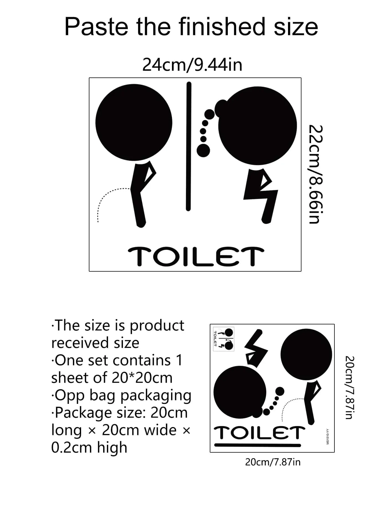 Toilet Sign Pattern Wall Sticker Wall Art Decoration Adhesive Wall Decals