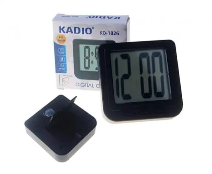 Toxi Plastic Digital Magnet Led Date and Time Clock with Flexible Back Stand (Black) Pack of 1(39Wx39Lx31H MM)