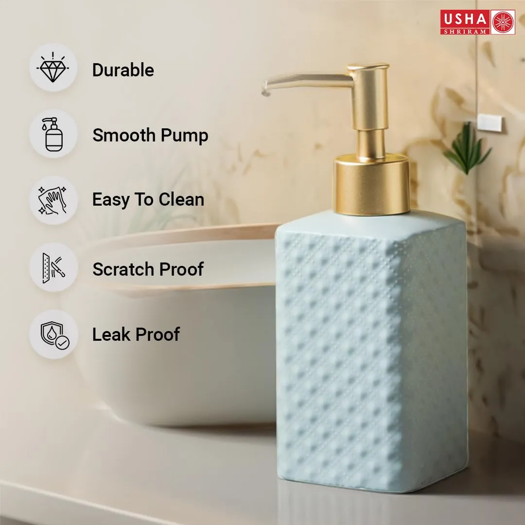 UMAI Ceramic Soap Dispenser for Bathroom (350ML) Soap Dispenser for Kitchen | Liquid Soap Dispenser | Soap Dispenser for Wash Basin Scratch Proof Smooth Pump for Bathroom Decor | Handwash Dispenser