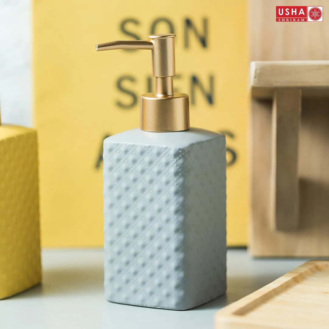 UMAI Ceramic Soap Dispenser for Bathroom (350ML) Soap Dispenser for Kitchen | Liquid Soap Dispenser | Soap Dispenser for Wash Basin Scratch Proof Smooth Pump for Bathroom Decor | Handwash Dispenser