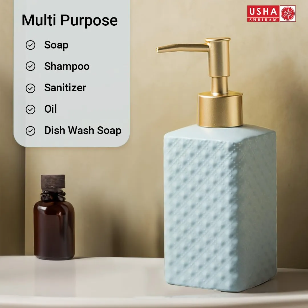 UMAI Ceramic Soap Dispenser for Bathroom (350ML) Soap Dispenser for Kitchen | Liquid Soap Dispenser | Soap Dispenser for Wash Basin Scratch Proof Smooth Pump for Bathroom Decor | Handwash Dispenser