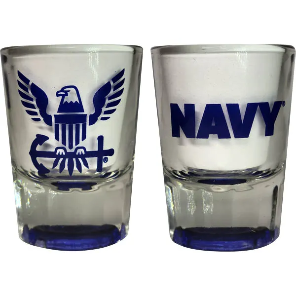 US Navy on 2 oz Clear Fluted Shot Glass