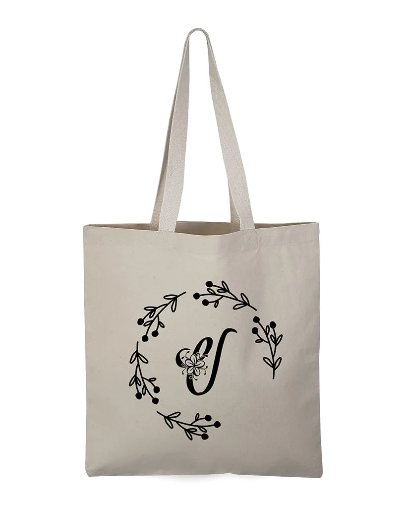 ''V'' Letter Initial Canvas Tote Bag - Initials Bags