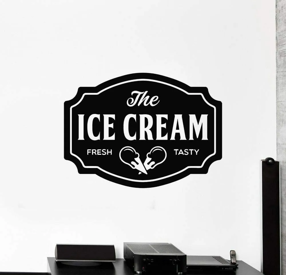 VVWV The Ice Cream Wall Stickers for Home Shop Ice Cream Parlor Kitchen Hall Wall Decor Stickers PVC Vinyl Decals L X H 85 X 55 CMS