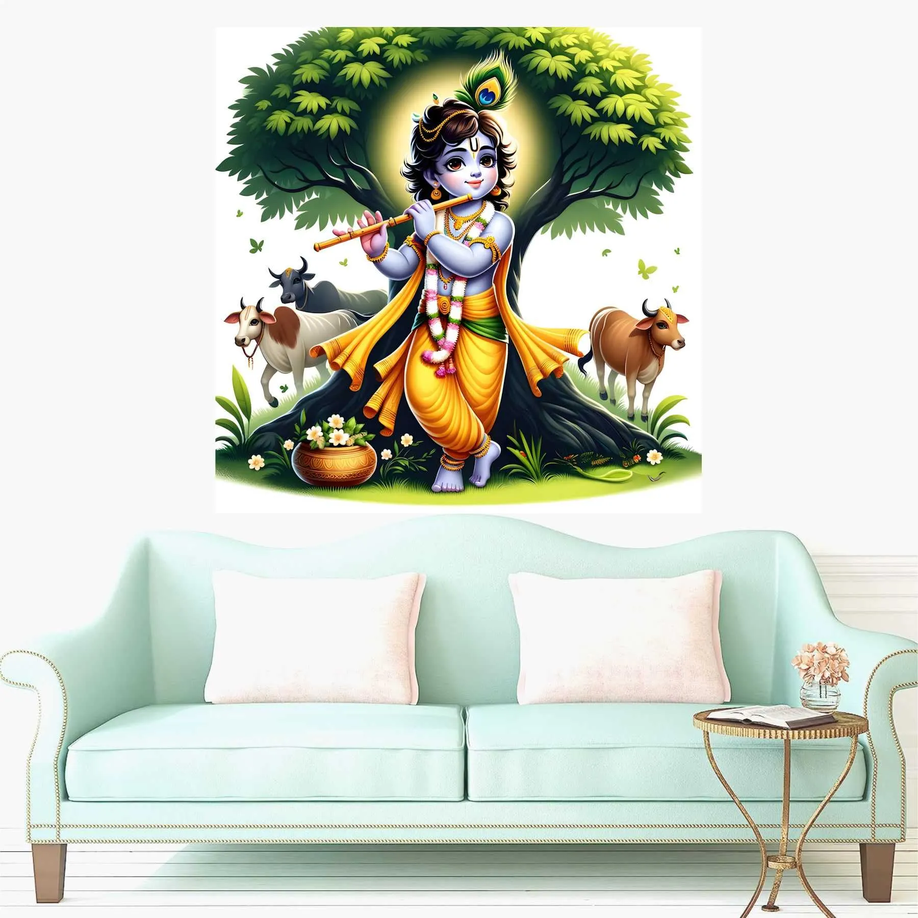 Wall Attraction™ bal Krishna Under Tree Wall Stickers & Murals Size - 58x58cm MD59_S