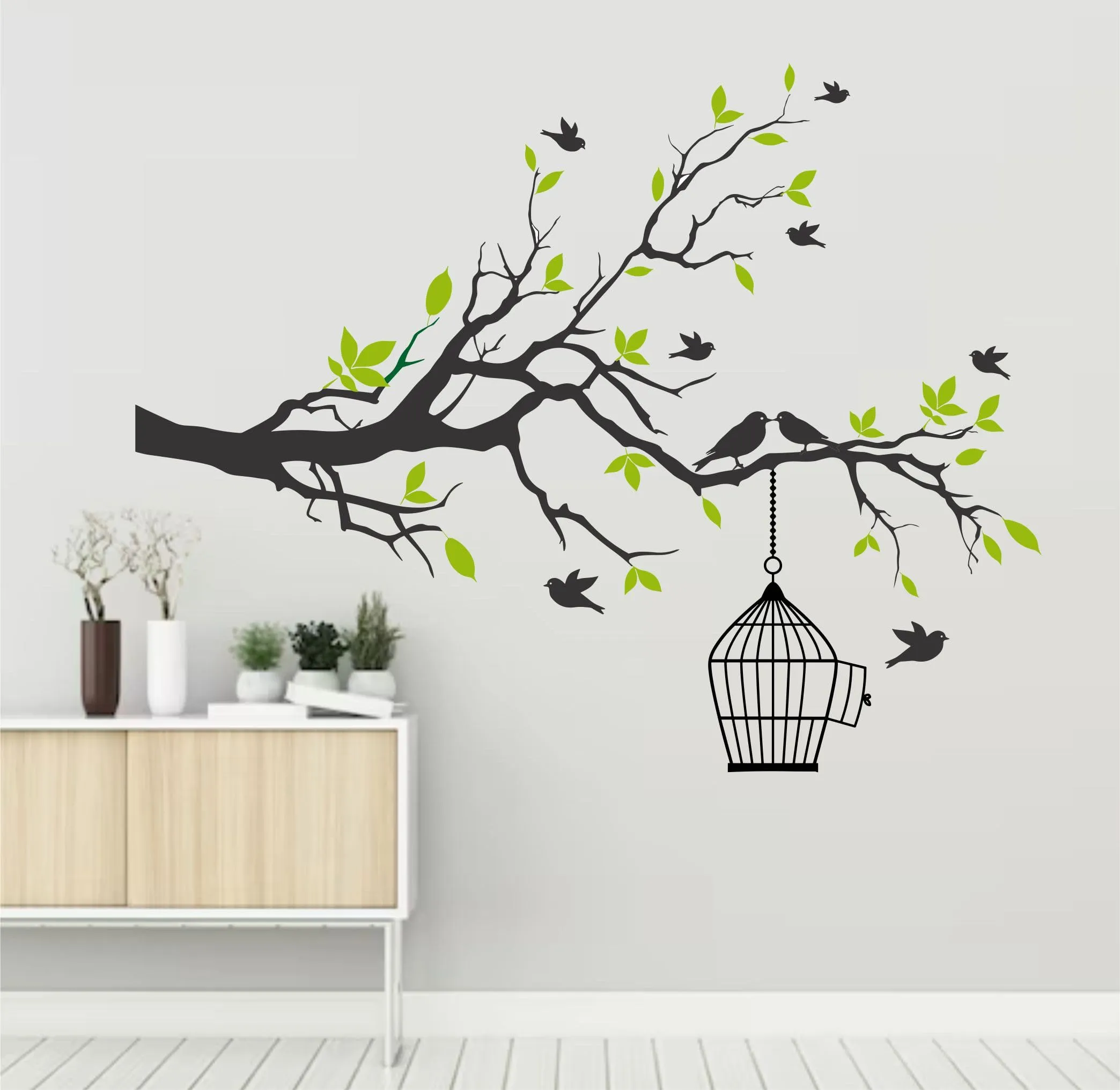 Wall Attraction™ Birds on Branch Wall Stickers & Murals Size - 91x71cm MD230_S