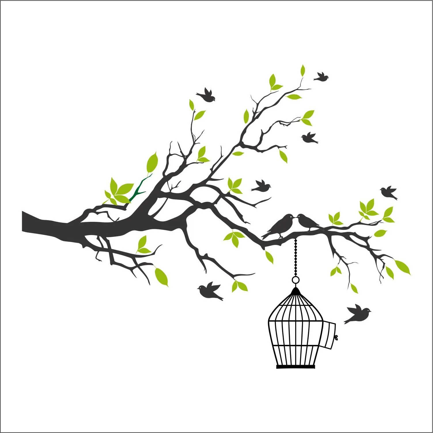 Wall Attraction™ Birds on Branch Wall Stickers & Murals Size - 91x71cm MD230_S