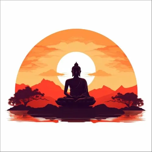 Wall Attraction™ Buddha and Sunset Wall Stickers & Murals Size - 58x40cm MD164_S