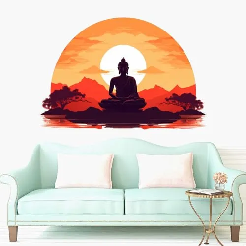 Wall Attraction™ Buddha and Sunset Wall Stickers & Murals Size - 58x40cm MD164_S