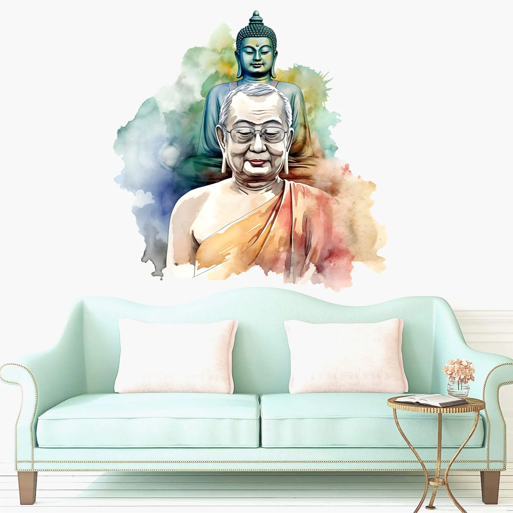 Wall Attraction™ Buddha with Monk Wall Stickers & Murals Size - 58x58cm MD176_S