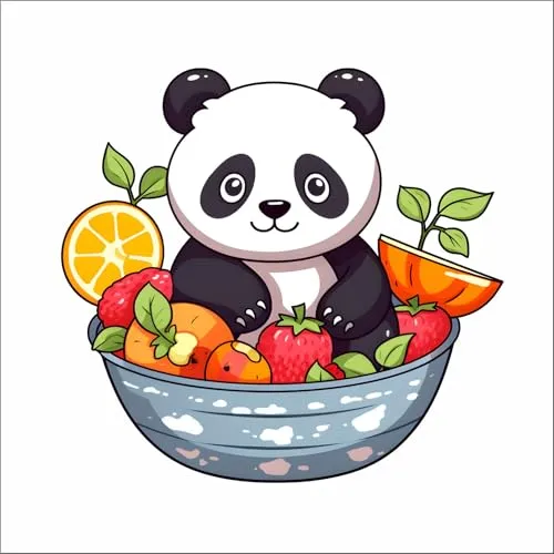 Wall Attraction™ Cute Panda in Bowl Wall Stickers & Murals Size - 58x58cm MD264_S