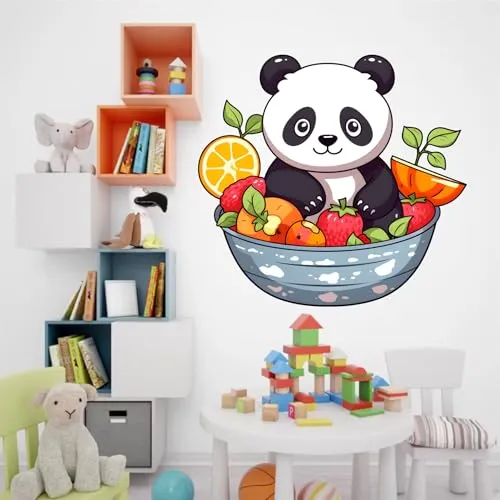 Wall Attraction™ Cute Panda in Bowl Wall Stickers & Murals Size - 58x58cm MD264_S