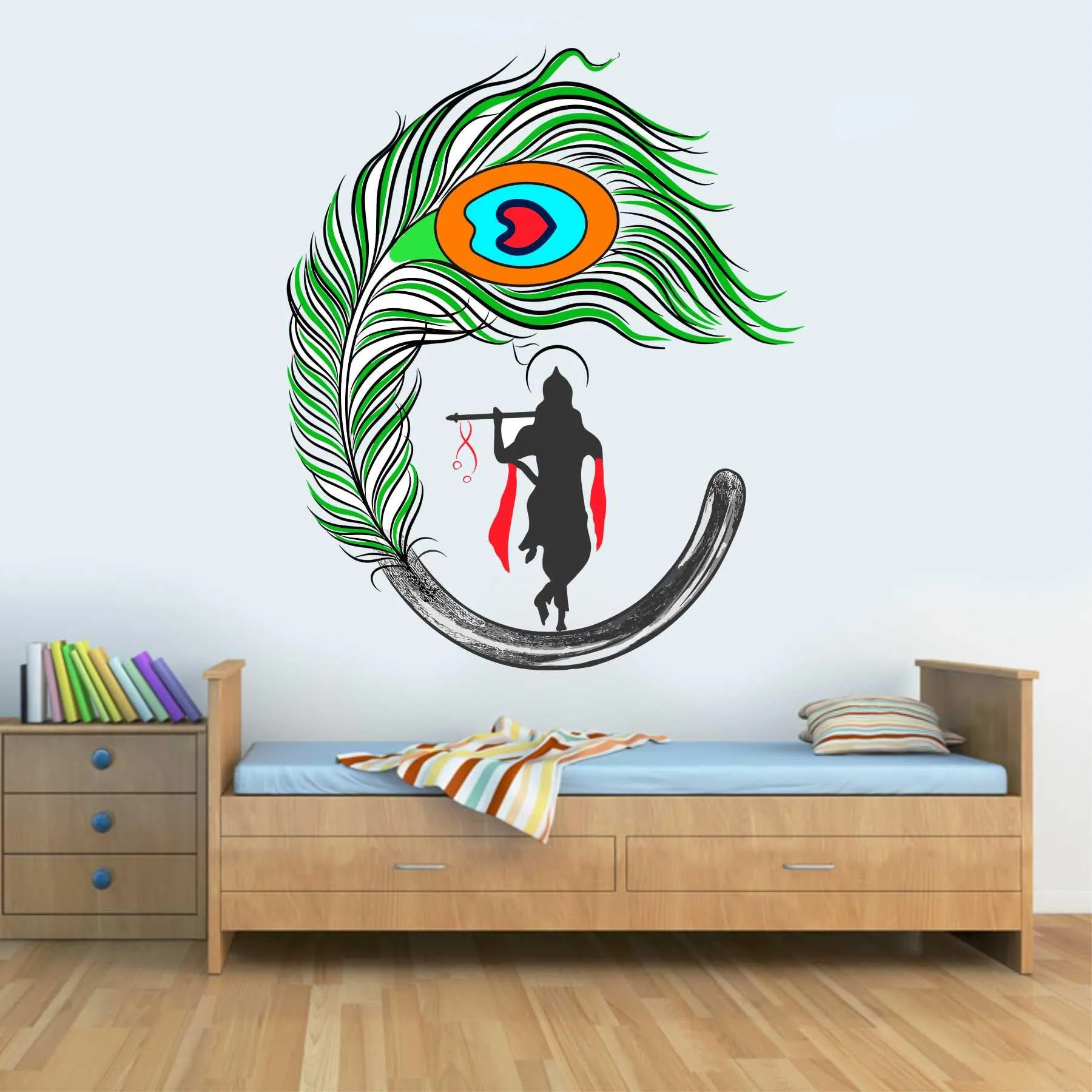 Wall Attraction™ Krishna Under Feather Wall Stickers & Murals Size - 48x58cm MD33_S